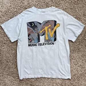 Vintage 90’s MTV T-Shirt Light Blue Big City Logo 1991 Single Stitch Men Size XL